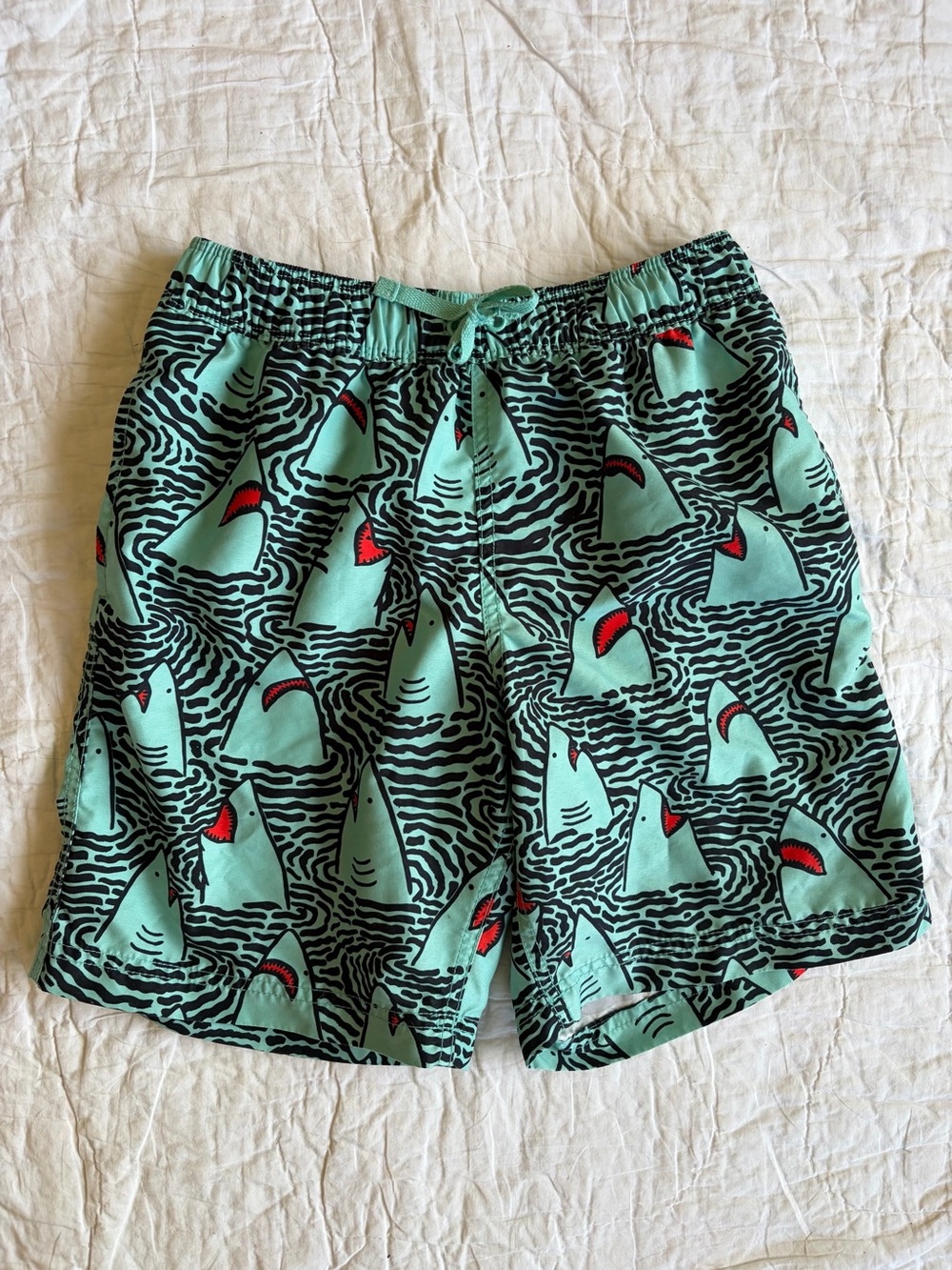 Boys Shark-Print Swim Shorts
